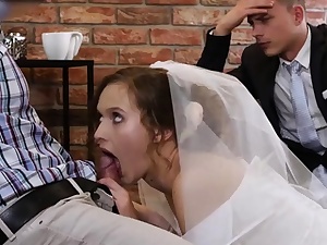 HUNT4K. Super-cute teenage bride gets boinked for currency in front